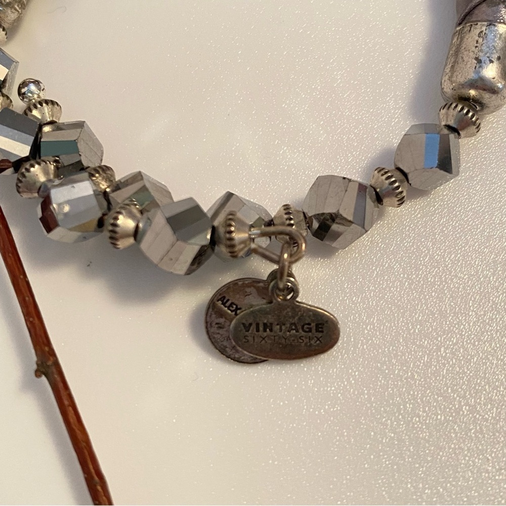 Alex And Ani Vintage Sixty-Six Silver Braided Leather & Bead Wrap Bracelet - Picture 4 of 4